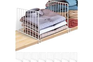 LQQBOX Shelf Dividers for Closet Organization, 8 Pack Metal Closet Shelf Dividers, Closet Shelf Organizer for Wood Closet Separator