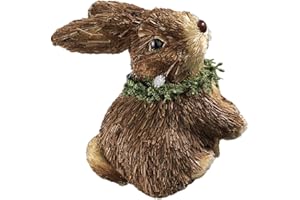 KALLORY Handcrafted Straw Bunny Figurine Easter Table Ornament Creative Home and Desk Decoration