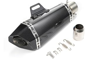 Aumotop 1.5-2in Inlet Motorcycle Exhaust Muffler Pipes Slip on Silencer Carbon Fiber Style Tail Tube High Temperature Resistant for Motorcycle ATV Dirt Bike