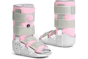 Medibot Medical Grade Fracture Boot - Adjustable Walking Cast for Foot & Ankle Injuries Secure Support for Broken Foot or Severe Sprain,Women's Medium,Grey & Light Pink,Fits women's Shoe Size 7-10''
