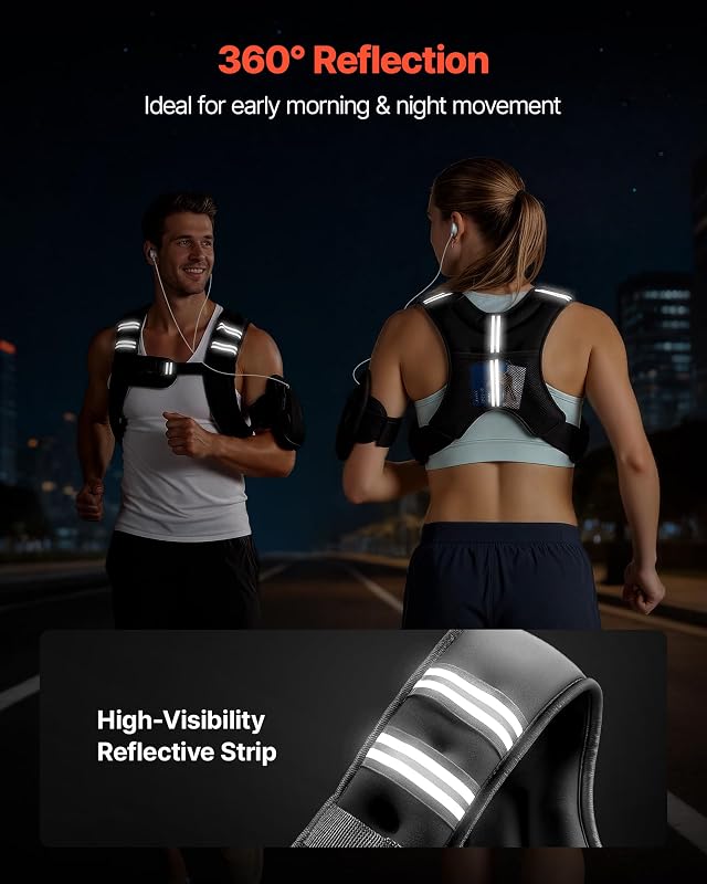 Gilet Lesté 2,79 kg, Veste Lestée Respirante, pour Marche Course Jogging Randonnée Entraînement Croisé Fitness, Gilet de Poids pour Musculation avec Bande Réfléchissante et Boucle Réglable