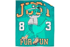 Excervent Dinosaur Blanket 83 JUST for Fun Roller Skating Dinosaur Flannel Fleece Blankets Soft & Cozy Kids Throw Blanket, Cute GIFS for Boys and Girls, Green, 300GSM, 50x60 inches
