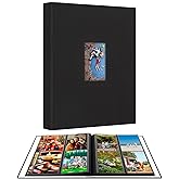 3.5x5 Photo Album, Photo Album 3.5x5 Holds 256 Photos, Linen Cover with Front Window, 3x5 Photo Albums for Wedding Family Baby Anniversary Pictures, Cards (Black)