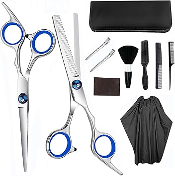 Twbest Ciseaux Coiffure Professionnel Kit 11 Pcs Coiffeur Set Vec Peigne A Cheveux Ciseaux Cape Coupe Et Ciseaux Amincissants Peigne A Lame Clip Bangs Clips Peigne De Queue Amazon Fr Beaute Et Parfum