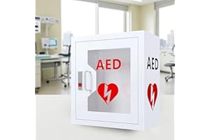 AED Wall Cabinet with Snap Lock, Steel Defibrillator Storage Case, 14.2 x 7.8 x 15.7 inches, White