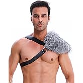 LA CARRIE Viking Faux Leather Single Pauldron Shoulder Armor Harness Men Medieval Guards Warrior Costume LARP Accessory