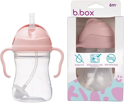 b.box Sippy Cup 240ml Drink from Any Angle Fliptop Weighted Straw BPA Free