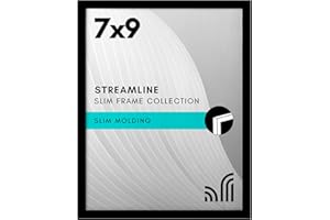 Americanflat 7x9 Picture Frame with Shatter-Resistant Glass - Streamline Collection - Thin Border Photo Frame for Tabletop an