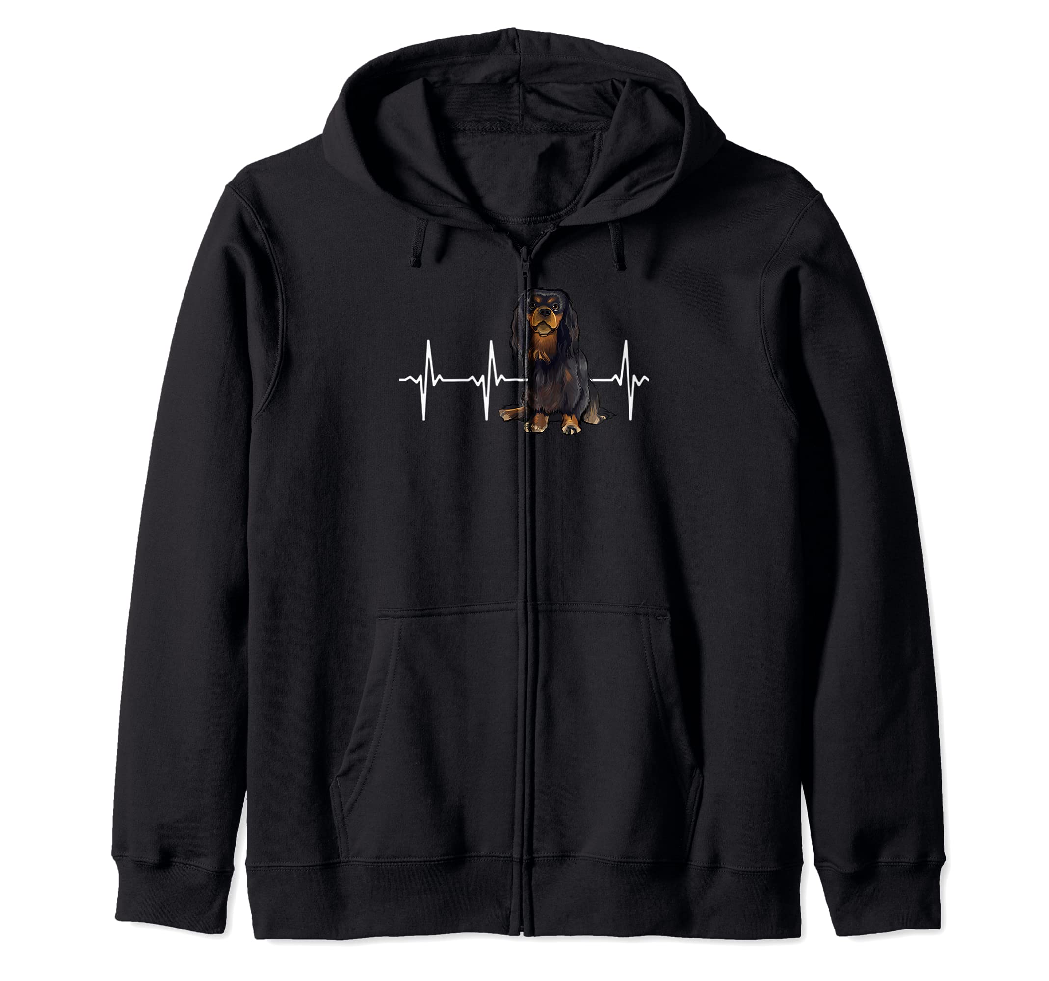 English Toy Spaniel Heartbeat Dog Lover Zip Hoodie