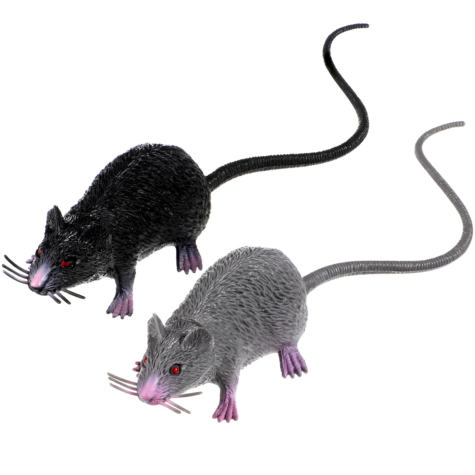 Photo 1 of LUOEM 2pcs Lifelike Fake Mouse Realistic Mice Toy Spooky Rat Toy Halloween Prank Creepy Halloween Party April Fool's Day Decorations M (Black, Gray)