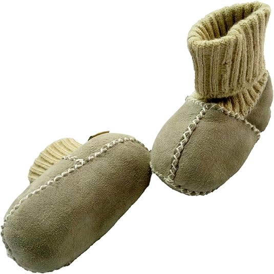 Stimo24 Baby Lammfellschuhe/Krabbelschuhe (ECHTES LAMMFELL) Babyschuhe mit Strickbündchen