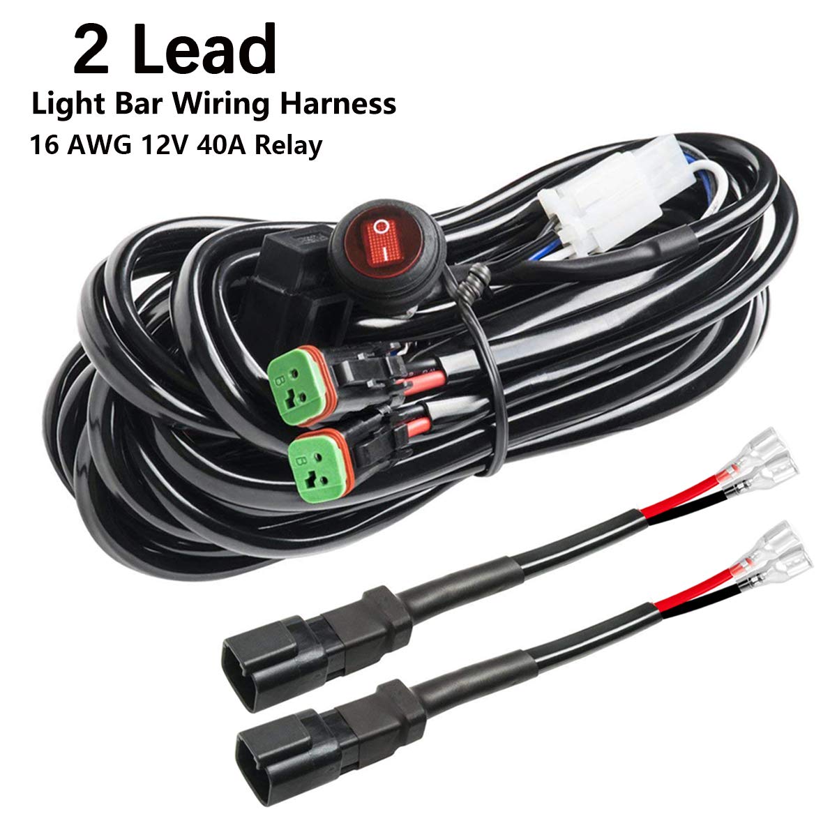Buy LED Light Bar Wiring Harness Kit 2Lead 12V 40A Fuse Relay ONOFF