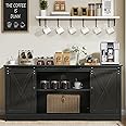 4ever2buy Farmhouse Coffee Bar Cabinet with Storage, 59'' Kitchen Buffet Cabinet with Sliding Barn Door, Coffee Bar Table with for Living Dining Room, Espresso