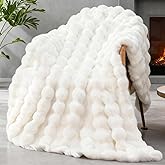 Faux Fur Throw Blanket for Couch, 1000 GSM Cozy Fuzzy Fluffy Soft Plush Thick Bubble Sherpa Blanket for Sofa Bedroom Living Room, Mothers Day Birthday Gifts for Women Home Decor