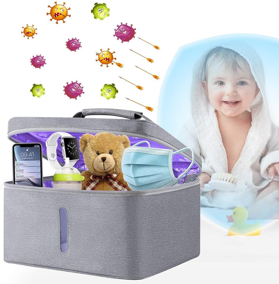 LED UV Cleaner for Cell Phone, Sanitizer Bag, USB Powered UV Sterilizer, 99% Cleaned Within 5 mins for Phone Bottle Pacifiers Jewelry Tools Kitchenware and More (gray) (gray05)