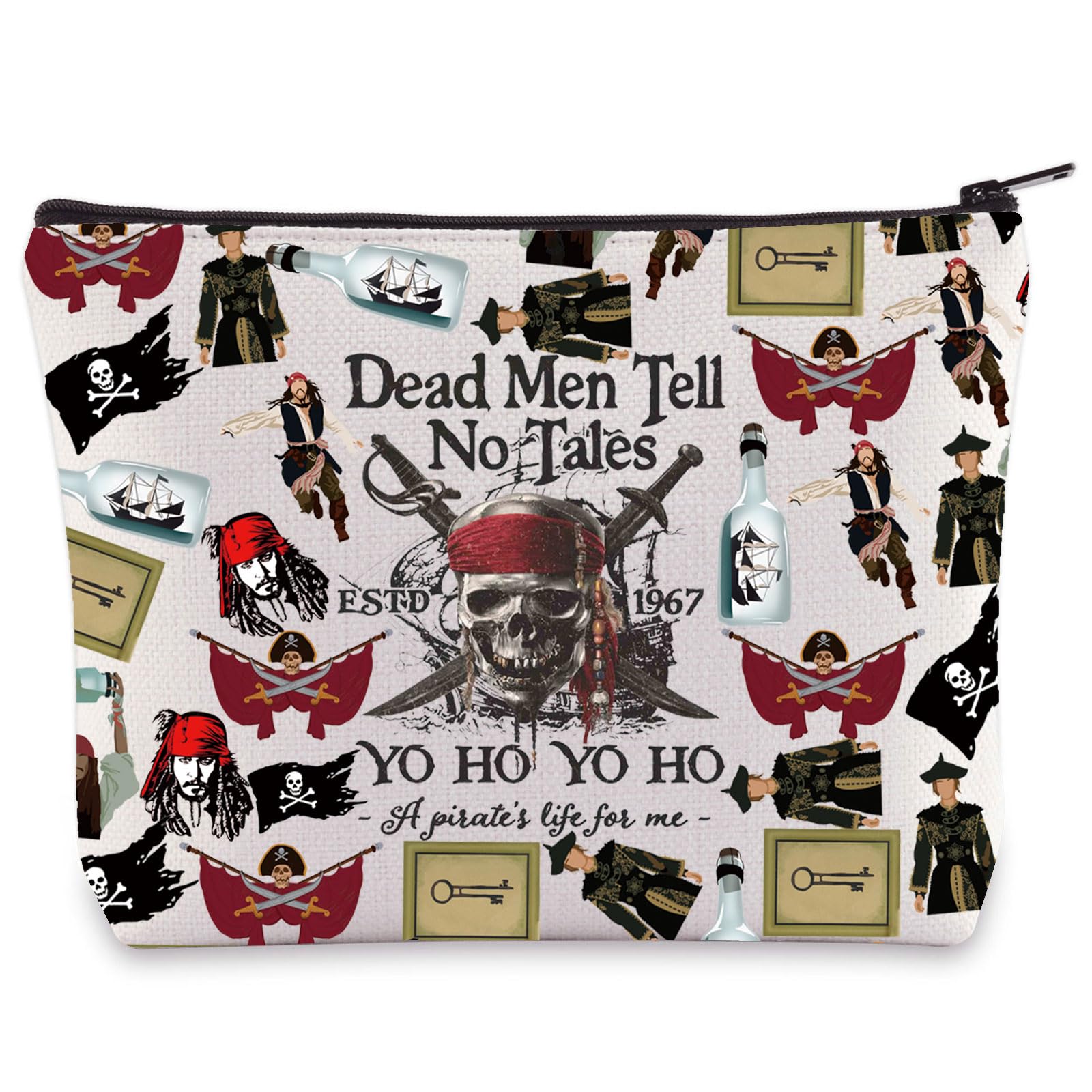 LEVLO Jack Sparrow Cosmetic Makeup Bag Angelica & Jack Fans Gift Dead Men Tell No Tales Jack Sparrow Toiletry Bag Pirate Lover Merchandise, Dead Men Bag