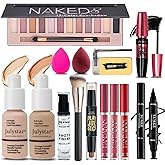 All in One Makeup Kit for Women Full Kit, Makeup Set 12 Colors Eyeshadow, Foundation & Primer, Lipsticks, Eyeliner, Mascara, Contour Stick, Brow Soap, Brush & Sponge, Make Up Gift Set for Women, Teens