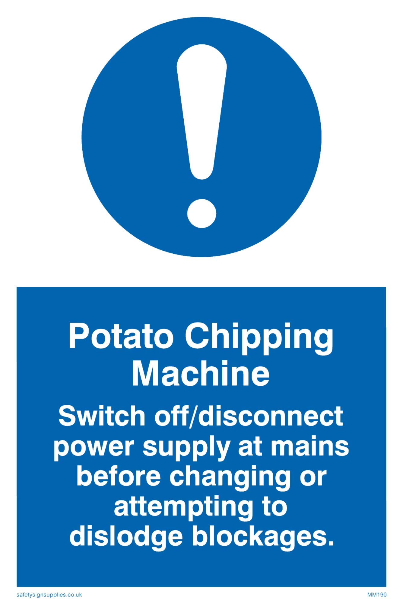 Viking Signs MM195-A6P-V Potato Chipping Machine Rules Sign, Vinyl, 150 mm H x 100 mm W