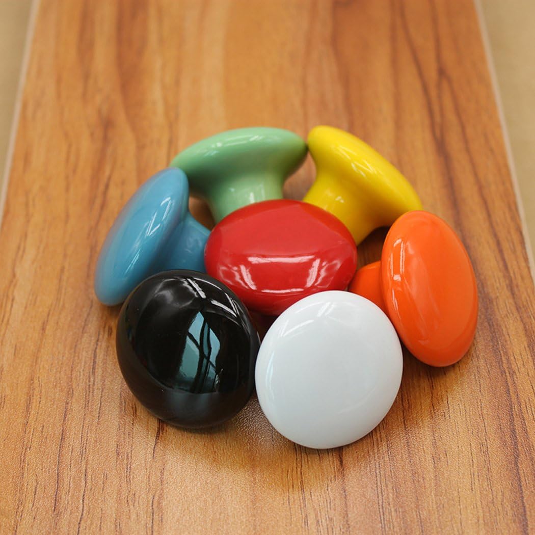 SeeRaphee Ceramic Round Cabinet Handles Drawer Pulls Round Door Knobs for Kid's Room Bedroom Door Cabinet Cupboard Wardrobe Pulls-10 Pack - Image 4