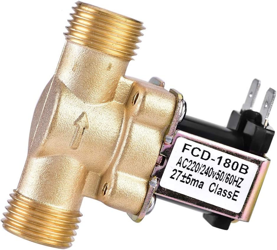 Nikou Solenoid Valve, 1/2" AC 220V Normally Closed Brass Electric Solenoid Magnetic Valve for Water Control