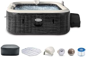 INTEX 28451EP PureSpa Greystone Deluxe Spa Set: Includes Energy Efficient Cover and Wireless Control Panel – Spa Control App 