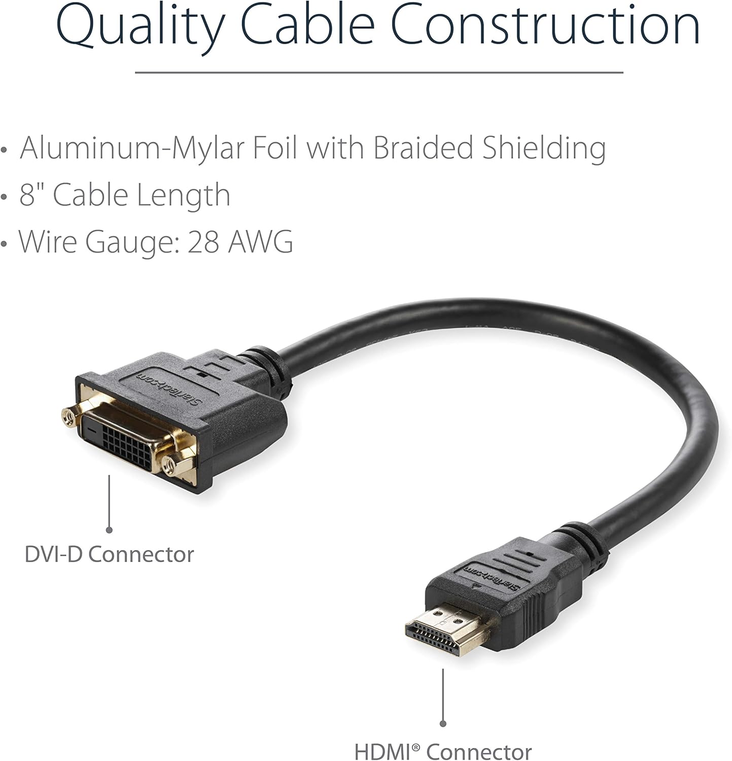 StarTech HDMI Male to DVI Female Adapter - 8-Inch - 1080p DVI-D Gender Changer Cable (HDDVIMF8IN), Black: Home Audio & Theater