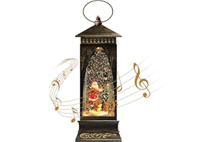 Aresrora Musical Snow Globe Lantern,11.4inch,USB Plug-& Battery Operated Spinning Water Glitters Lighted Singing Snow Globe Lantern for Gifts&Home Decoration&Night Light（ Santa Claus ）