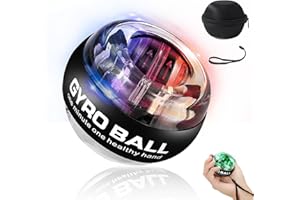BeSokar Gyroball Wrist Exerciser Ball, 5 Level Resistance/Light Control, Gyroscopic Forearm Trainer, Strengthening Arms, Fingers, Wrist (Transparent Case)