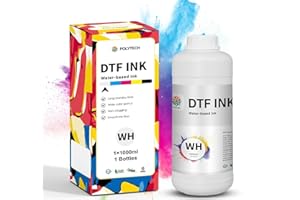 Polytech DTF White Ink 1000ML, Heat Transfer Printing Direct to Film, DTF Transfer Ink for PET Film, High Coverage Refillable DTF Ink for All DTF Printers