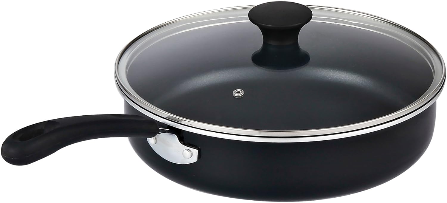 Cook N Home Nonstick Deep Fry Jumbo Cooker with Lid, Black 10.5-Inch Saute Pan: Kitchen & Dining