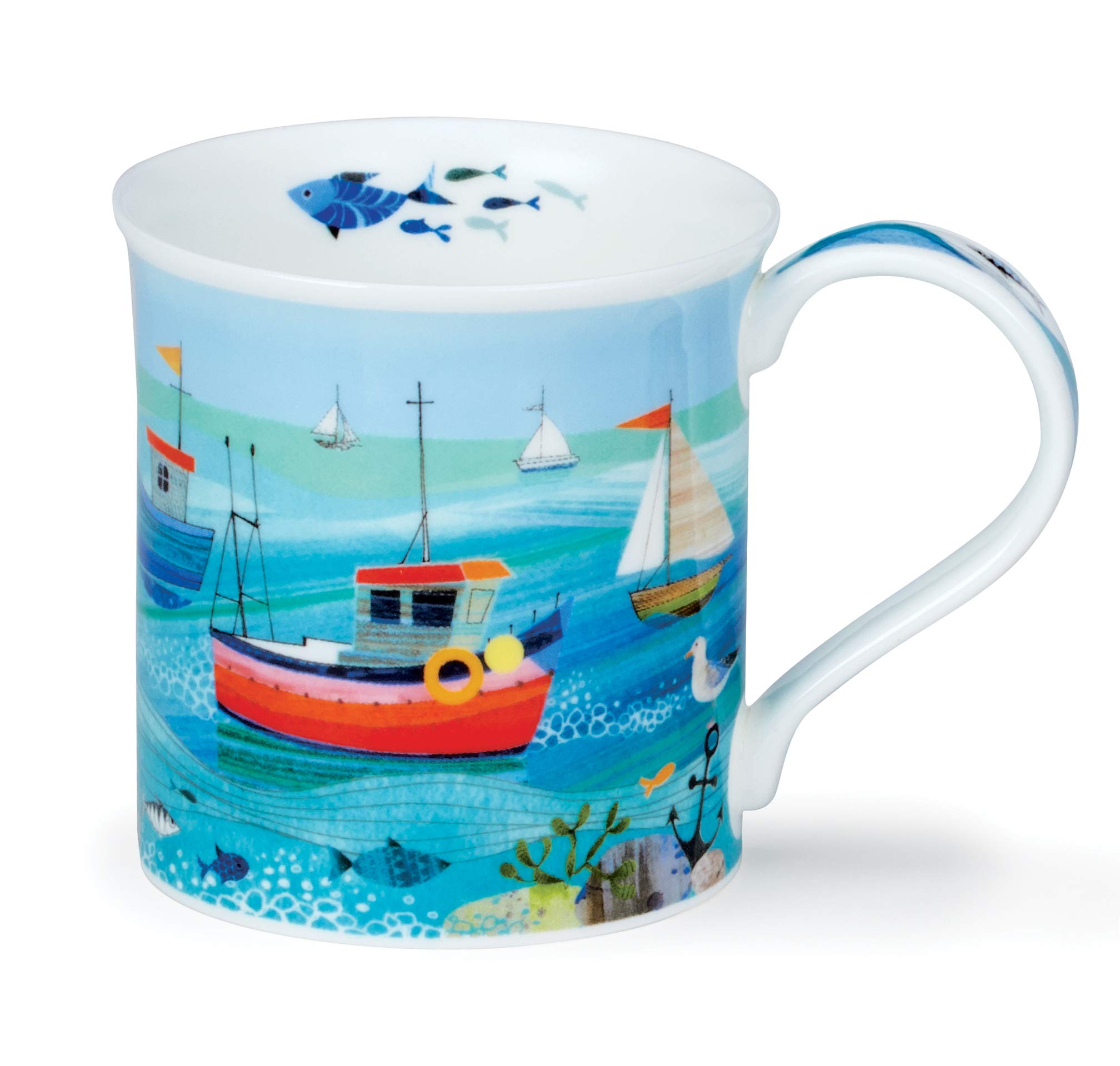DunoonFine Bone China Bute Shape Shore Life Mug - Made in England (Fishing Boat)
