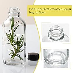 6 Pack, 4 oz Small Clear Glass Bottles with Lids