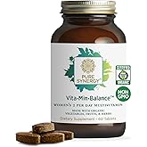 PURE SYNERGY Vita·Min·Balance | Multivitamin for Women with Iron | Women’s Daily Multivitamin Made with Organic Whole Foods | for Balanced Energy and Stress Support (60 Tablets)