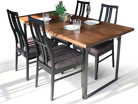Amazon ダイニングセット 4人掛け 150 無垢 無垢材 ダイニングテーブルセット 4人 150cm 脚 アイアン アンティーク 一枚板風 北欧 和風 モダン 和モダン 5点 天然木 木製 おしゃれ Gkw ダイニングセット オンライン通販
