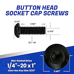 Fastenere Button Head Socket Cap Screws - 1/4-20 x