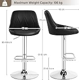Yaheetech Modern Barstools Set of 2 Height Adjustable Swivel Black view 2