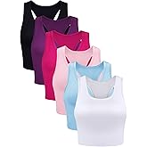 6 Pieces Basic Sleeveless Racerback Sports Crop Tank Tops for Women Girls Daily Wearing