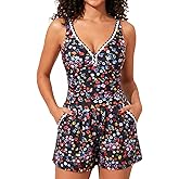 Smismivo Swim Rompers for Women One Piece Tummy Control Swimsuits Modest Full Coverage Bathing Suits with Shorts and Pockets