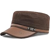 Men Flat Top Hat Cadet Army Cap Twill Cotton Baseball Military Cap