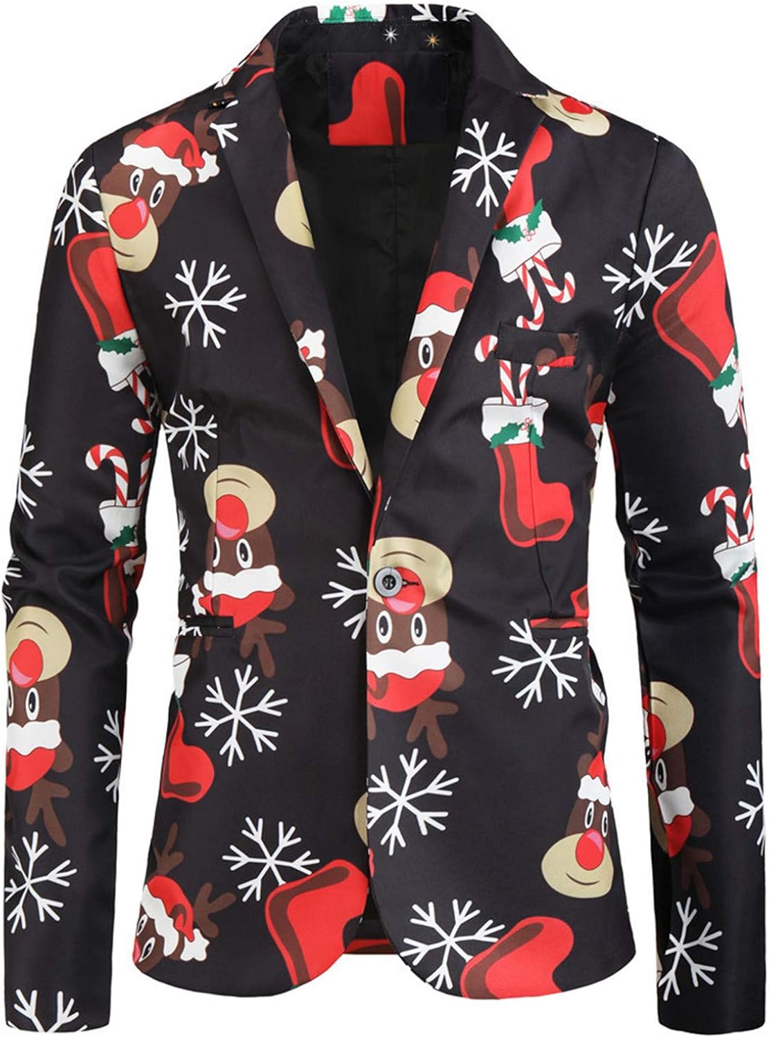 Kongtou Neuer Herren Freizeitanzug 3D Fun Print Weihnachten Anzug Jacke