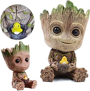 Flowerpot Treeman Baby Groot Succulent Planter Cute Green Plants Flower Pot with Hole Pen Holder Groot Action Love Figures Guardians of The Flowerpot Fashion Cute Model Toy Pen Pot Best Gifts For Kids