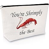 Shrimp Themed Gifts Makeup Bag Shrimp Lover Gift for Women Sea Animal Themed Travel Cosmetic Bag Inspirational Birthday Christmas Graduation Presents for Seafood Lover Friends Sister Zipper Pouch