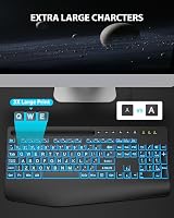 SABLUTE Wired Large Print Keyboard with Backlight, Wrist Rest, Phone Holder view 4