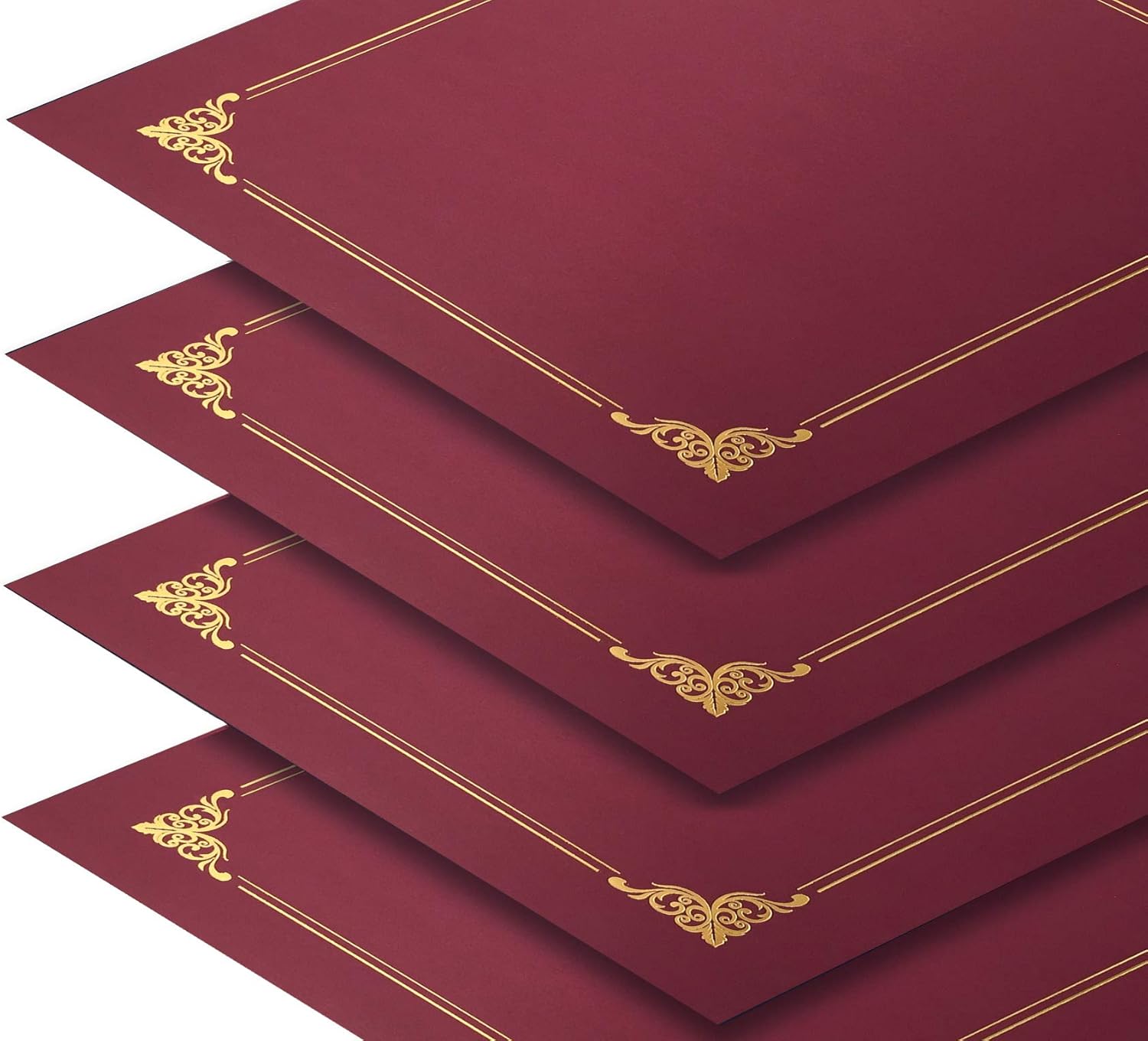 25 Pack Red Certificate Holders, Diploma Holders, Document Covers with Gold Foil Border, by Better Office Products, for Letter Size Paper, 25 Count, Crimson Red : Office Products