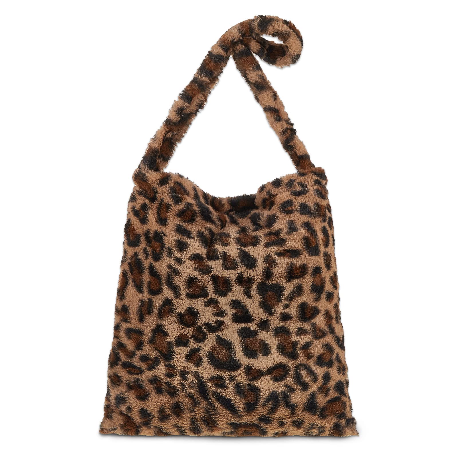 Photo 1 of Weewooday Leopard Print Clutch Handbag Plush Faux Fur Tote Bag Women's Fuzzy Tote Bag for Winter (Large)