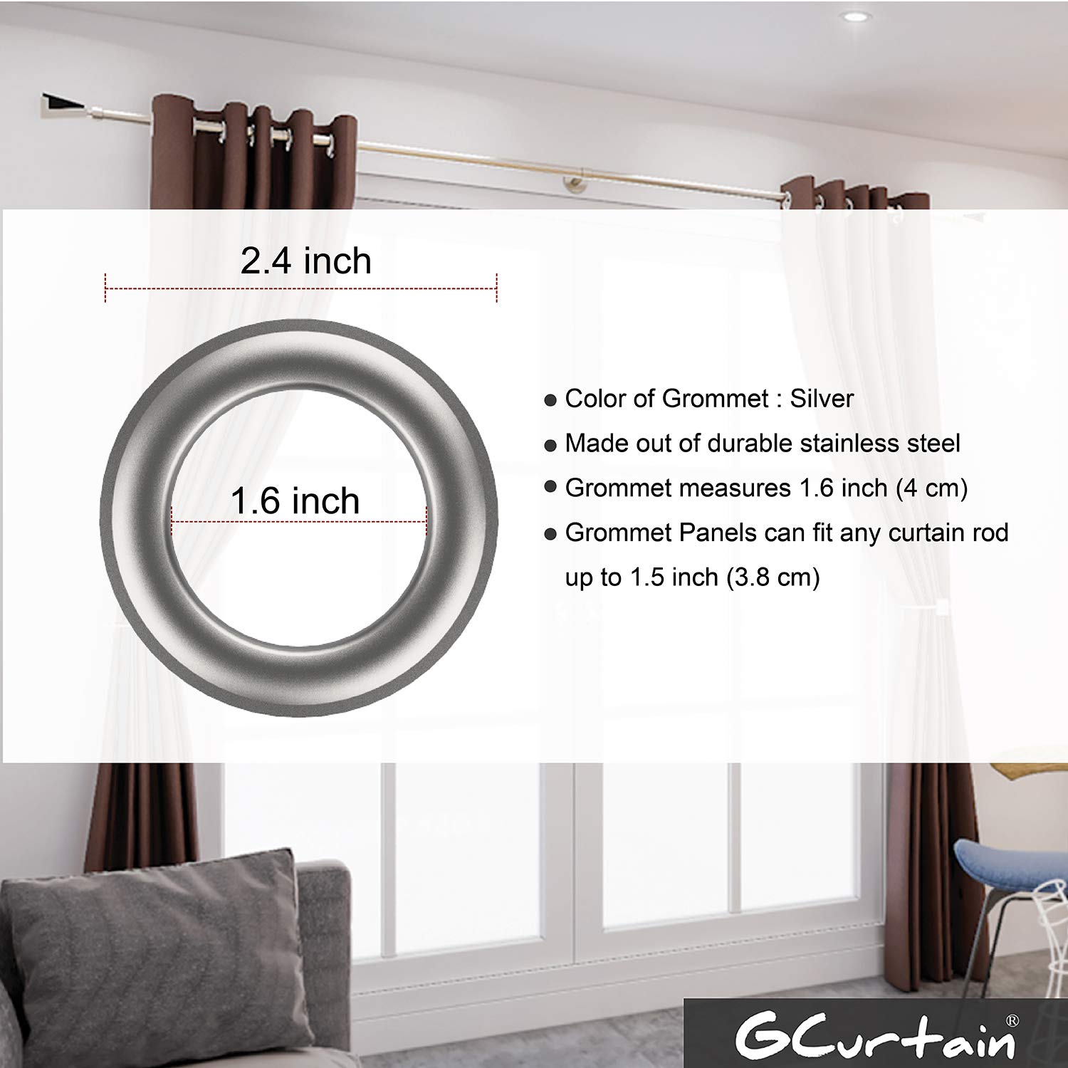 2 Pcs Gcurtain 3 4 Inch Diameter Curtain Rod And Panel Combination