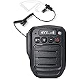 HYS Bluetooth 5.2 Wireless Remote Shoulder Speaker Microphone Waterproof IP66 Mic PTT for Cellphone Mobile Phone Zello ZelloWork Kodiak AZETTI APP (Android ONLY) (Mic with Listen Only Earpiece)