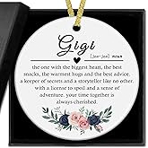 nvucamd Gigi Gifts Christmas Ceramic Ornaments Decor, Gigi Definition Ornaments Gifts for Grandma Mothers Day Birthday, Grandma Haning Ornament Decorations for Christmas Tree