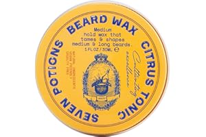SEVEN POTIONS Beard Wax for Men — Medium Hold Styling Wax to Shape And Nourish Your Beard — All-Natural, Vegan, Cruelty Free — Citrus Tonic (1 FL OZ)