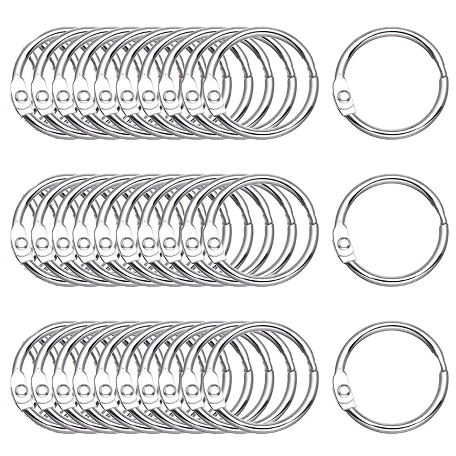 Binder Rings, 30Pcs 25mm Loose Leaf Ring Binders,Rings Index Card Rings Small Book Rings for Flash Cards, Office School,Home,Papers, Keychains and Shower Curtain (30)